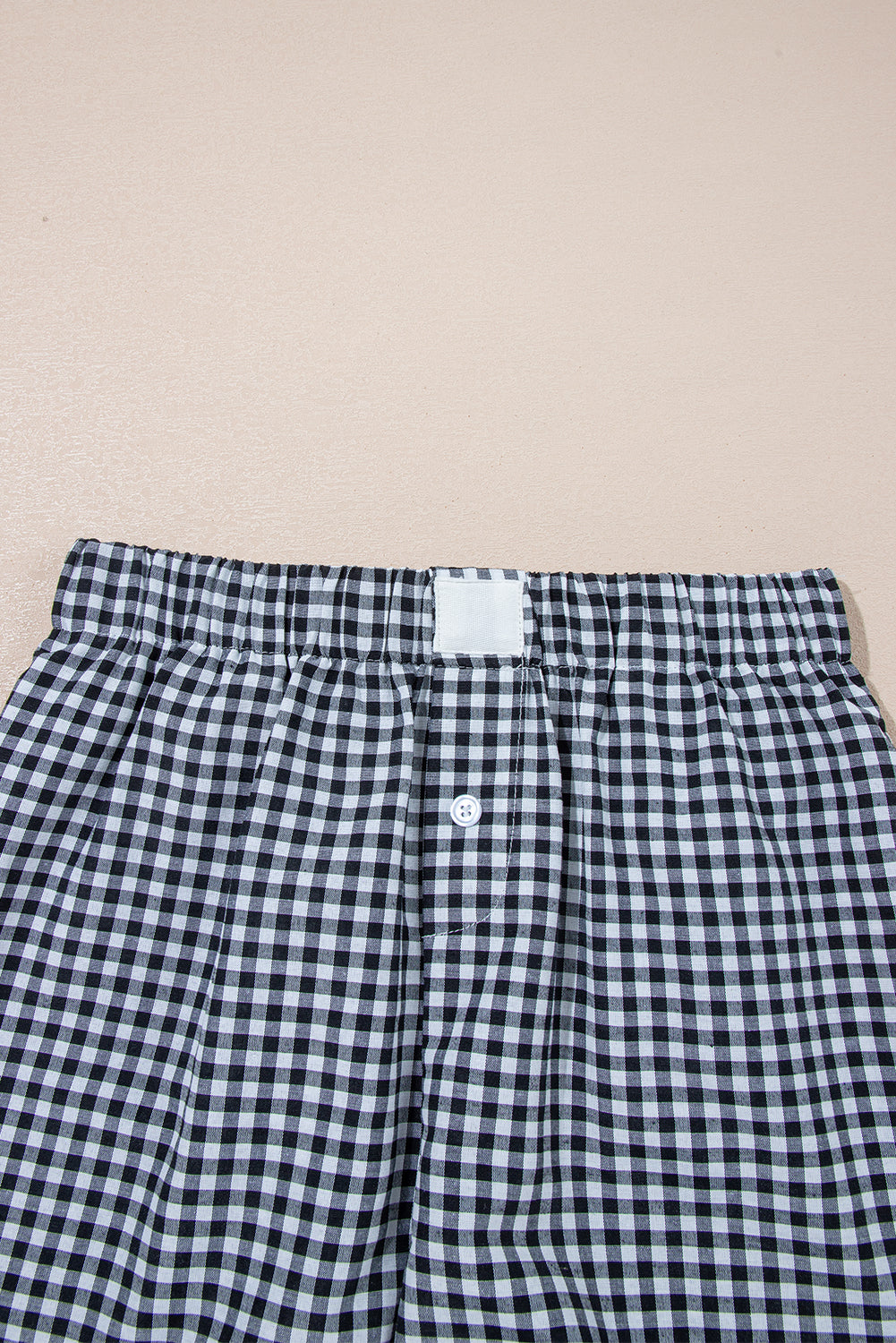Black Gingham Printed High Waist Shorts
