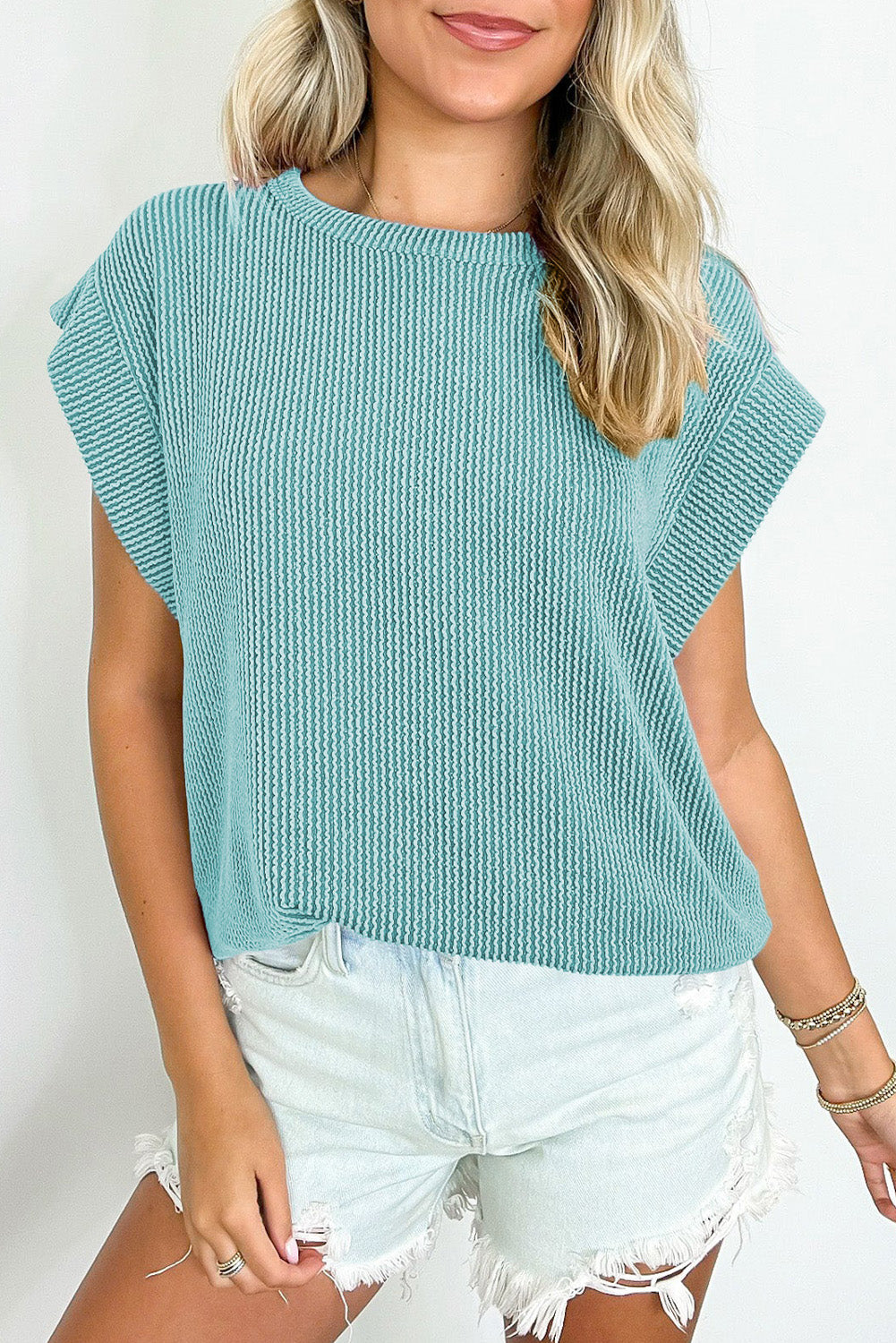 Canton Twisted Rib Wide Sleeve Crew Neck T Shirt