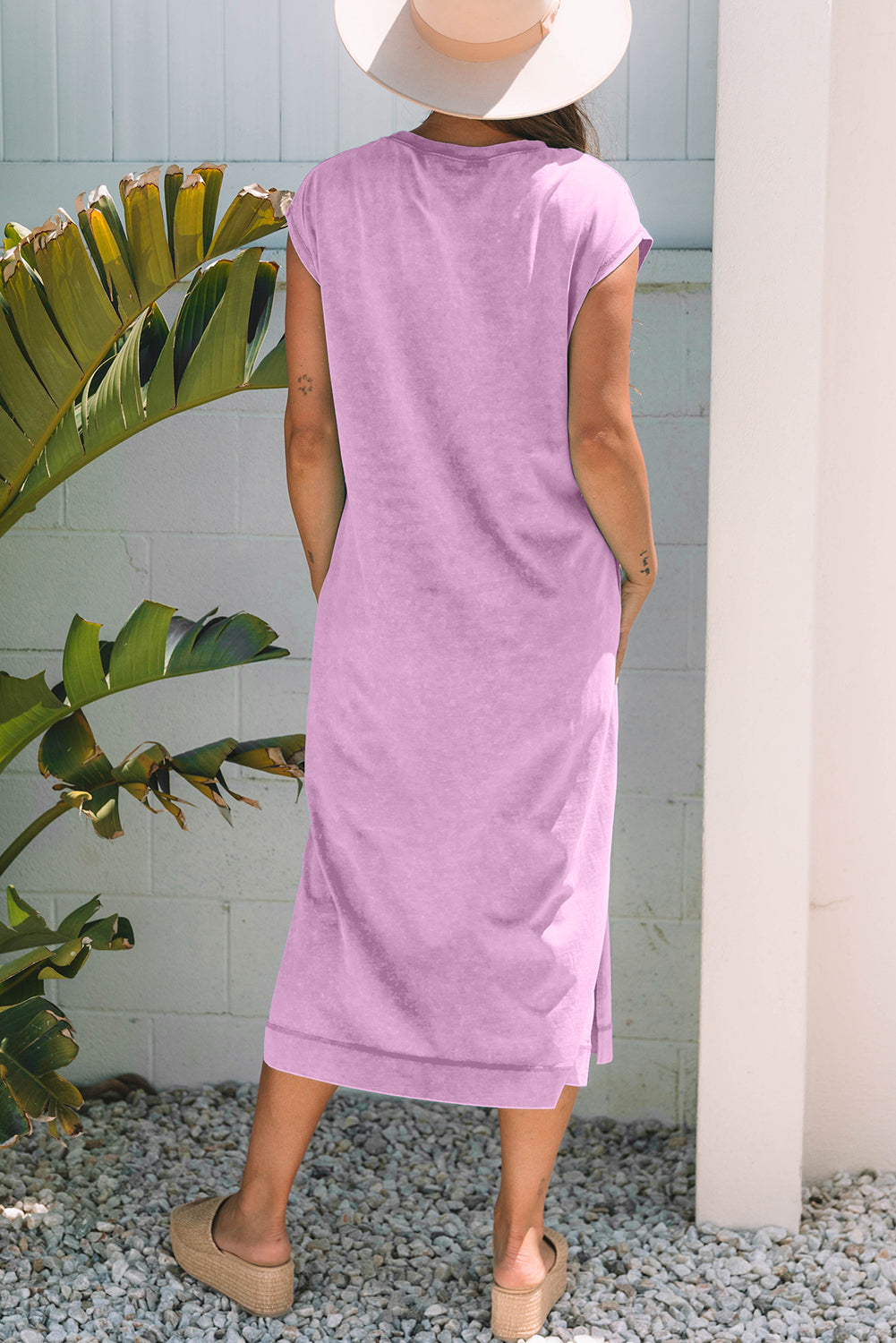 Clearly Aqua Mineral Wash Pocketed T-shirt Long Dress