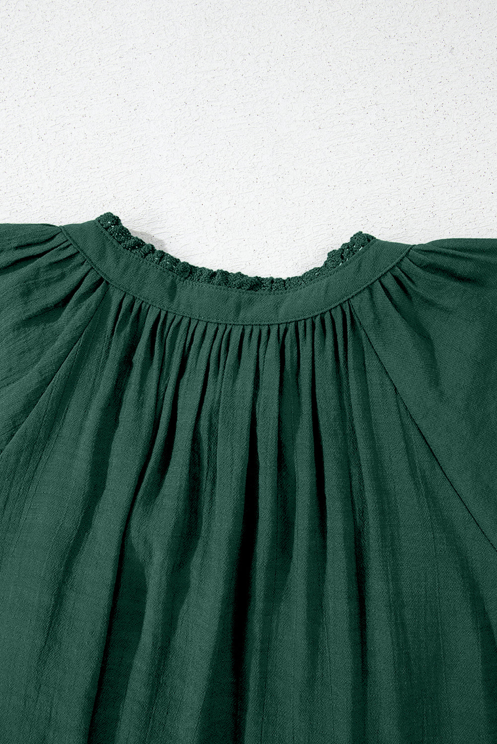 Green Bay Eyelet Embroidered Sleeve Tie V Neck Blouse