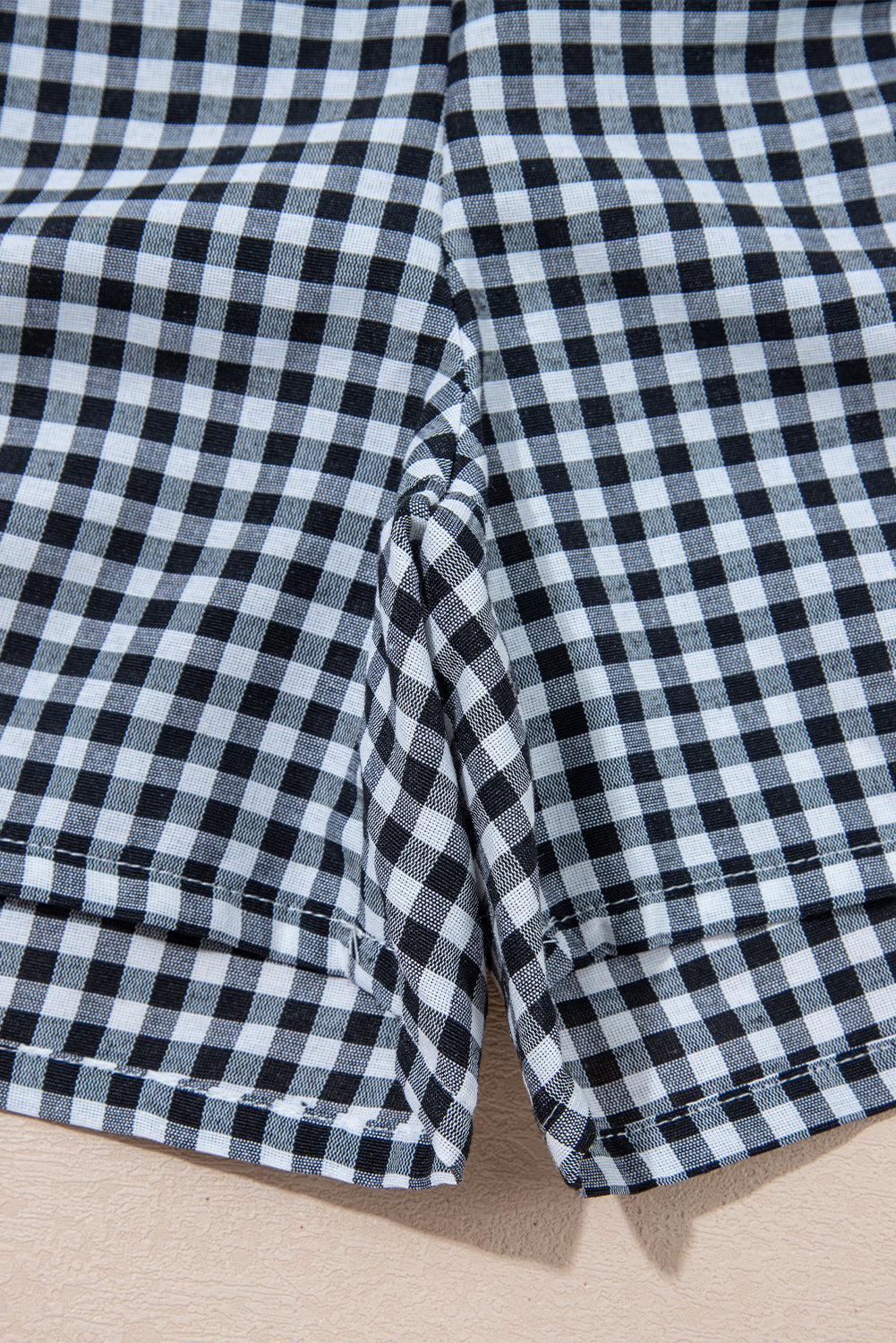 Black Gingham Printed High Waist Shorts