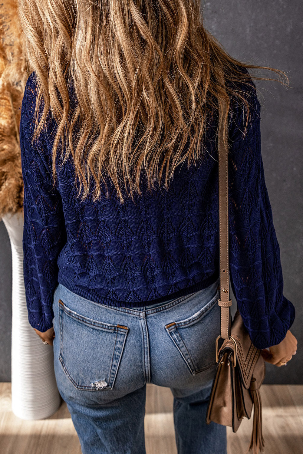 White Lightweight Buttoned Front Crochet Cardigan